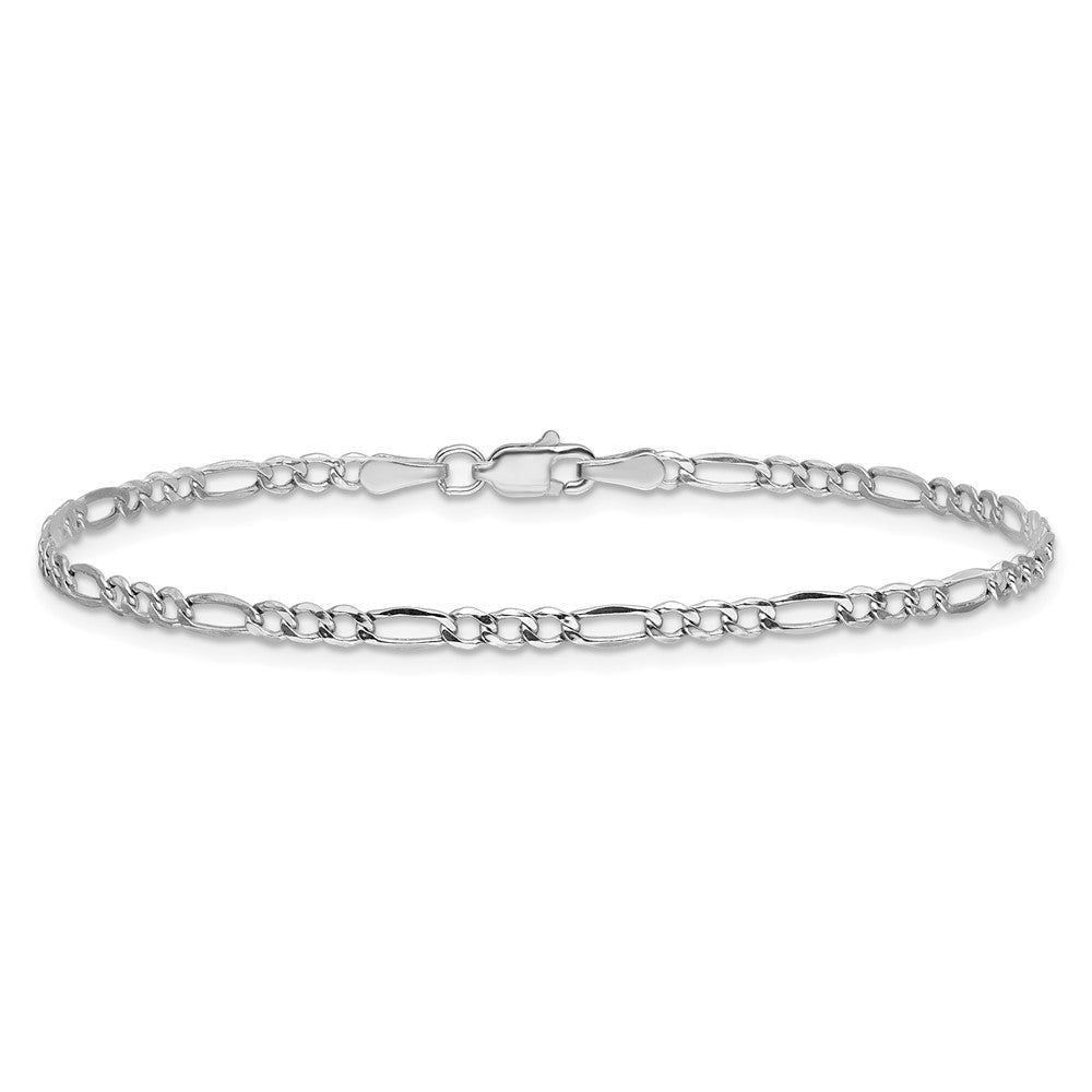 14K Weißgold 2.5mm Halbmassiv Figaro mit Karabinerverschluss Kette Fußkettchen