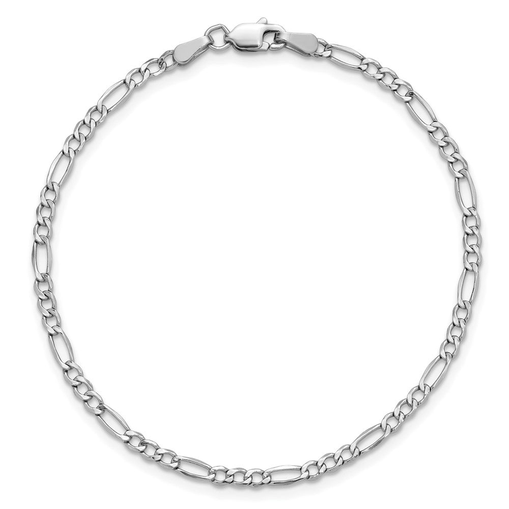 14K Weißgold 2.5mm Halbmassiv Figaro mit Karabinerverschluss Kette Fußkettchen