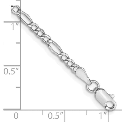 14K Weißgold 2.5mm Halbmassiv Figaro mit Karabinerverschluss Kette Fußkettchen