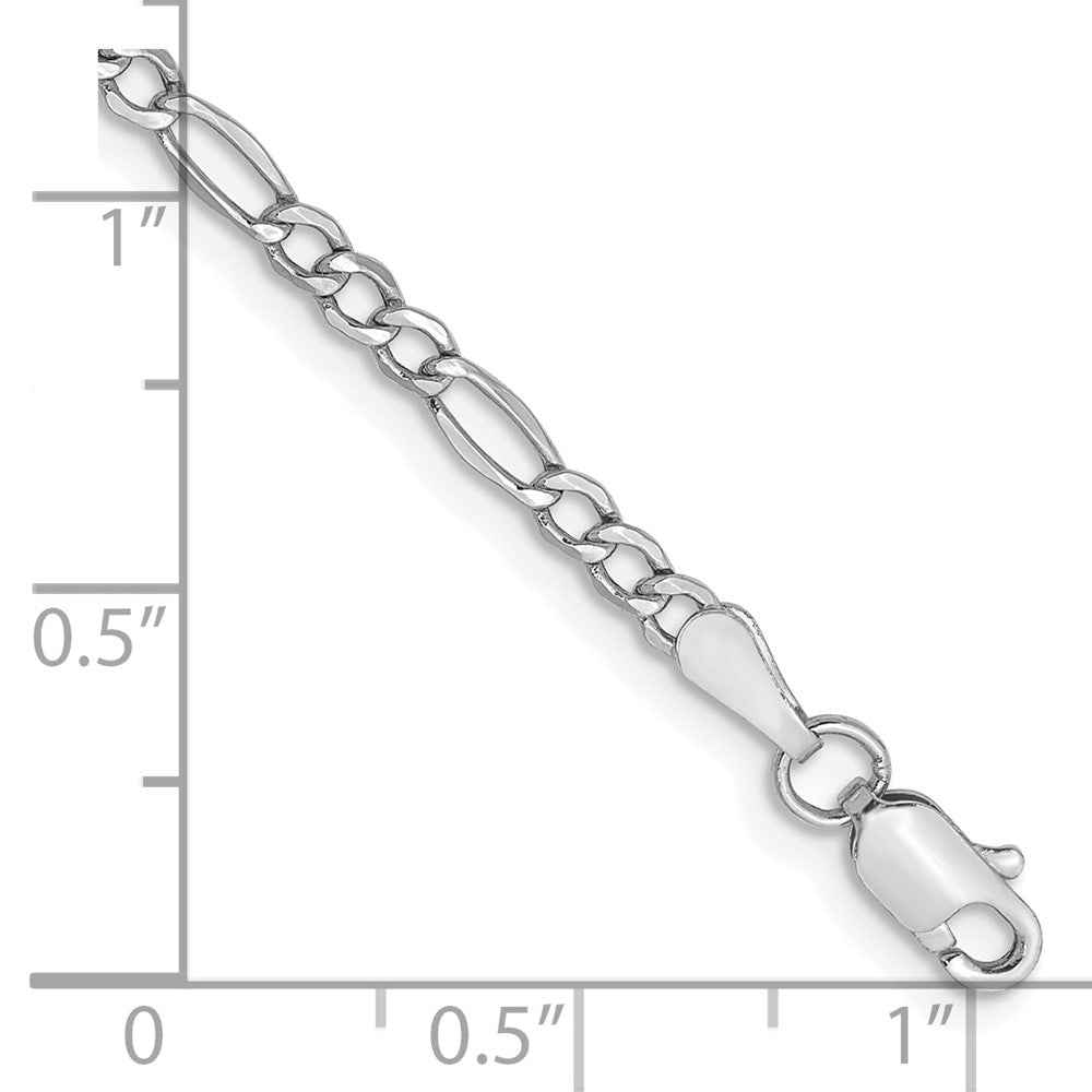 14K Weißgold 2.5mm Halbmassiv Figaro mit Karabinerverschluss Gliederarmband