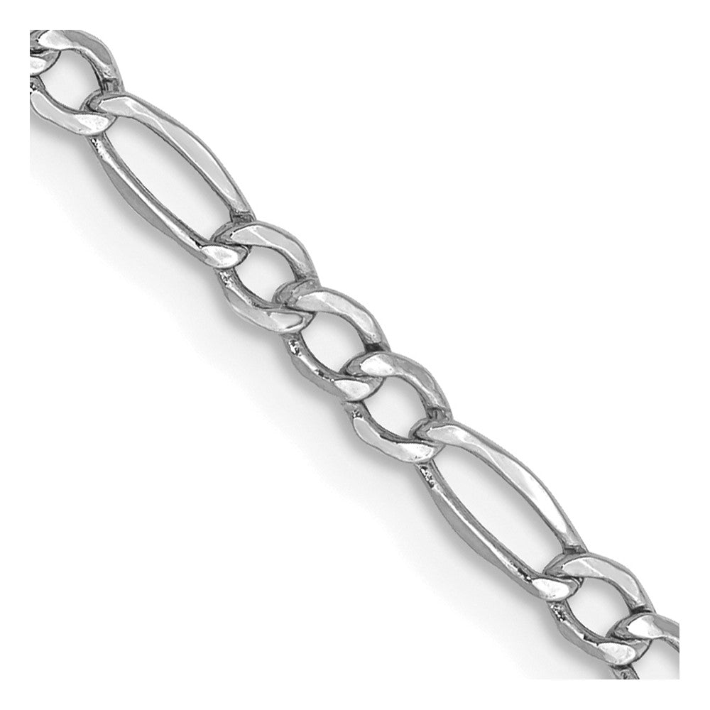 14K Weißgold 2.5mm Halbmassiv Figaro mit Karabinerverschluss Halskette