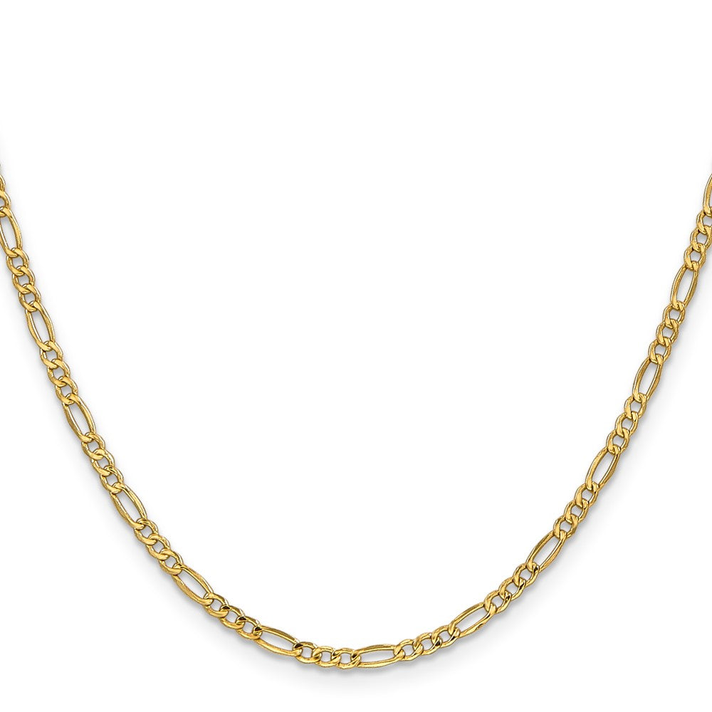 14K Gelbgold 2.5mm Halbmassiv Figaro mit Karabinerverschluss Halskette