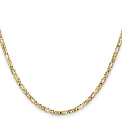 14K Gelbgold 2.5mm Halbmassiv Figaro mit Karabinerverschluss Halskette