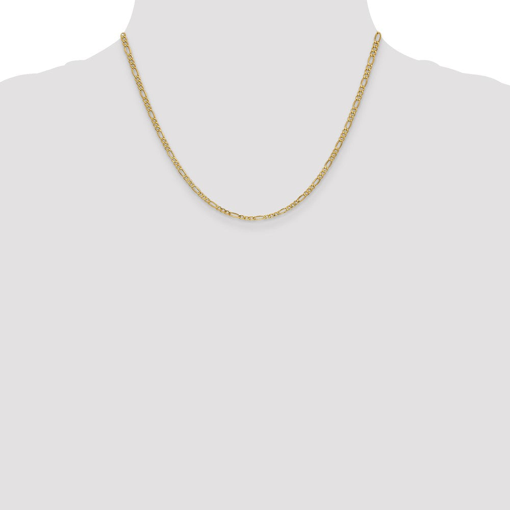 14K Gelbgold 2.5mm Halbmassiv Figaro mit Karabinerverschluss Halskette