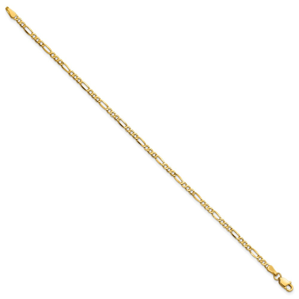 14K Gelbgold 2.5mm Halbmassiv Figaro mit Karabinerverschluss Kette Fußkettchen