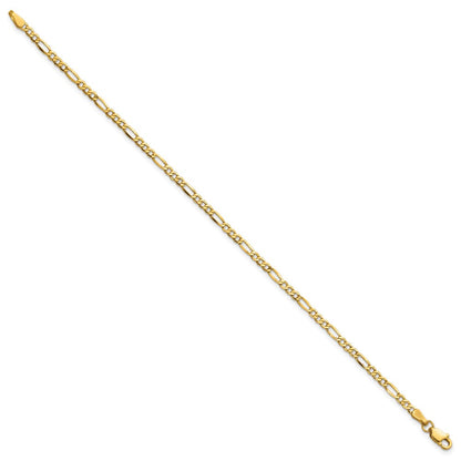 14K Gelbgold 2.5mm Halbmassiv Figaro mit Karabinerverschluss Kette Fußkettchen