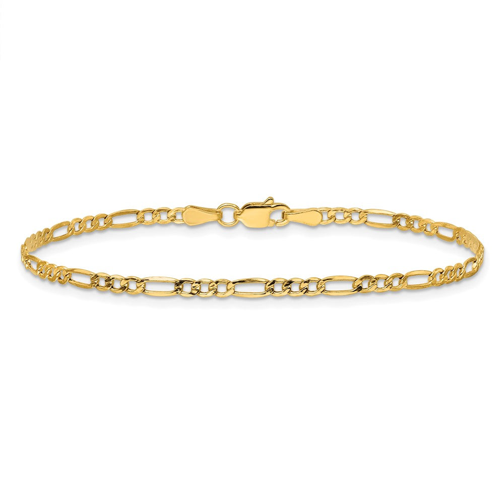 14K Gelbgold 2.5mm Halbmassiv Figaro mit Karabinerverschluss Kette Fußkettchen