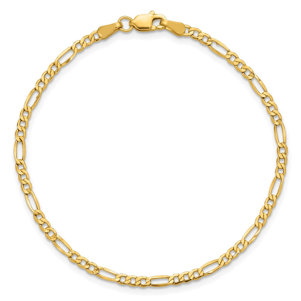 14K Gelbgold 2.5mm Halbmassiv Figaro mit Karabinerverschluss Kette Fußkettchen