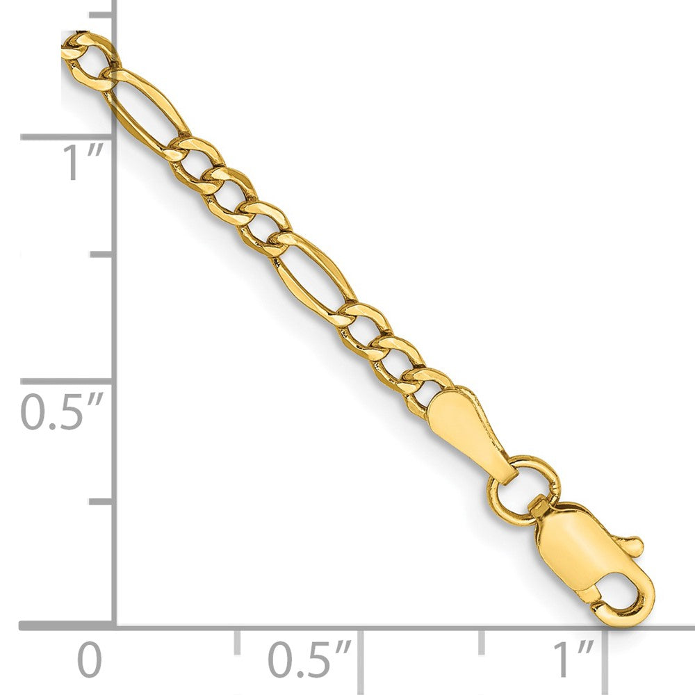 14K Gelbgold 2.5mm Halbmassiv Figaro mit Karabinerverschluss Kette Fußkettchen
