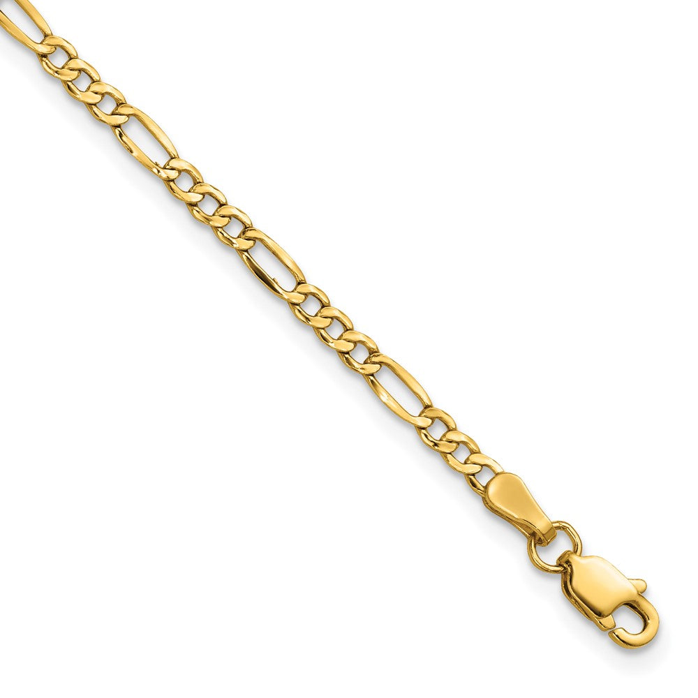 14K Gelbgold 2.5mm Halbmassiv Figaro mit Karabinerverschluss Kette Fußkettchen