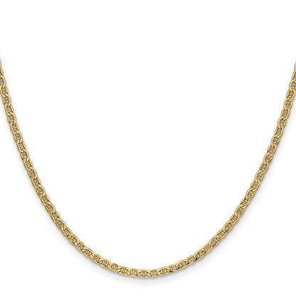 14K Gelbgold 2.4mm Halbmassiv Anker mit Federring Verschluss Halskette