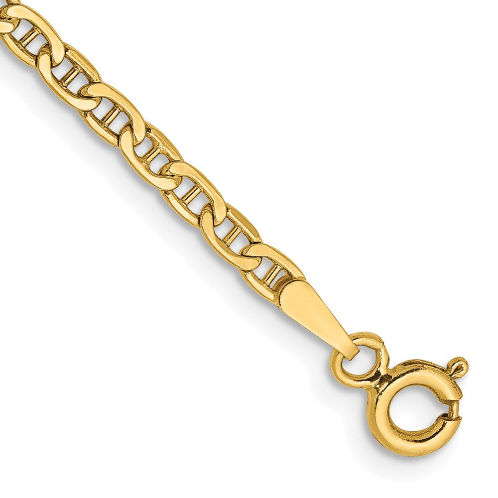 14K Gelbgold 2.4mm Halbmassiv Anker mit Federring Verschluss Gliederarmband