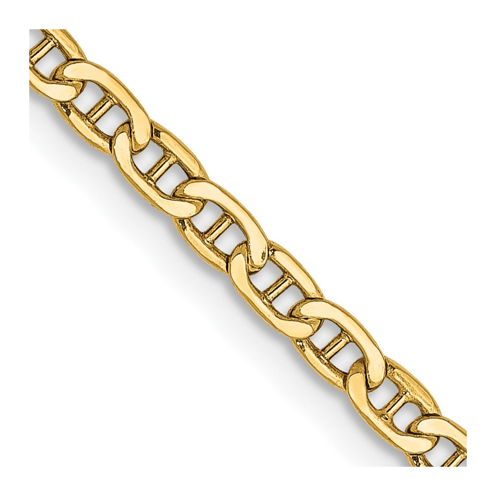 14K Gelbgold 2.4mm Halbmassiv Anker mit Federring Verschluss Halskette