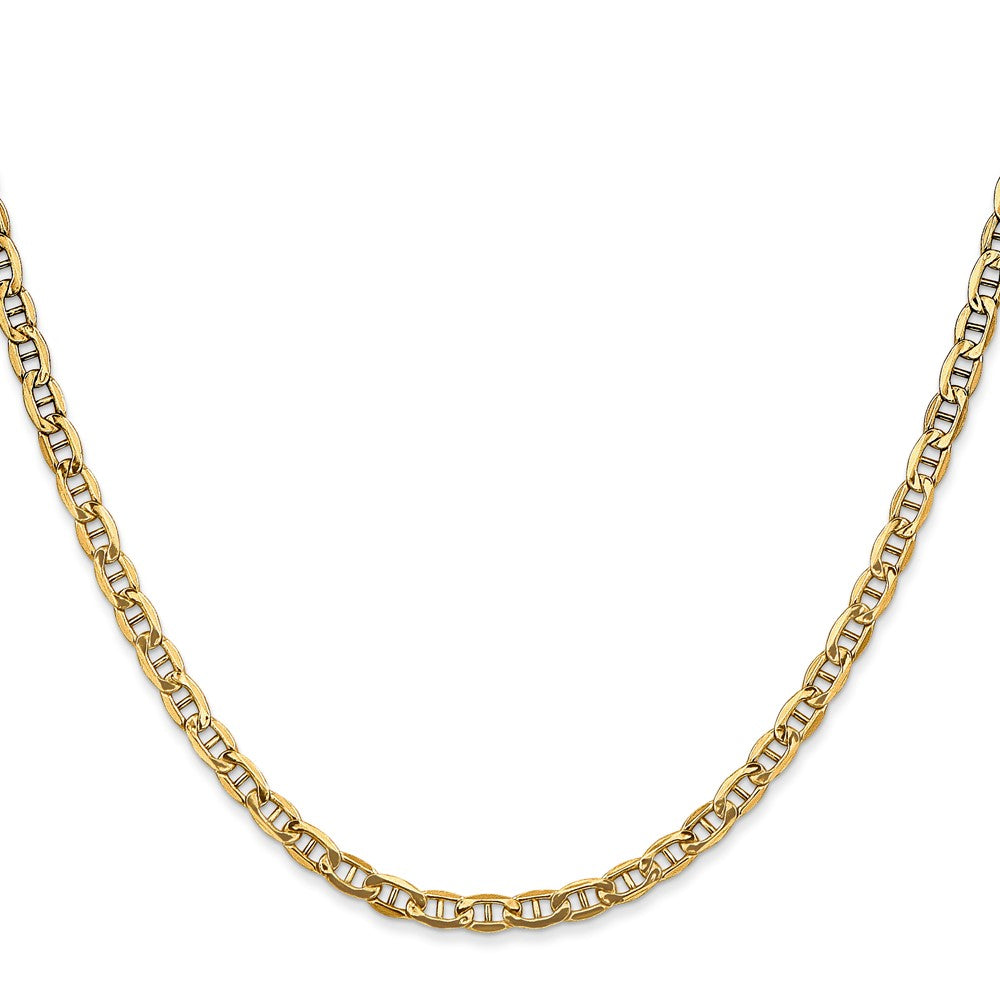 14K Gelbgold 3.2mm Halbmassiv Anker mit Karabinerverschluss Halskette