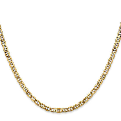 14K Gelbgold 3.2mm Halbmassiv Anker mit Karabinerverschluss Halskette