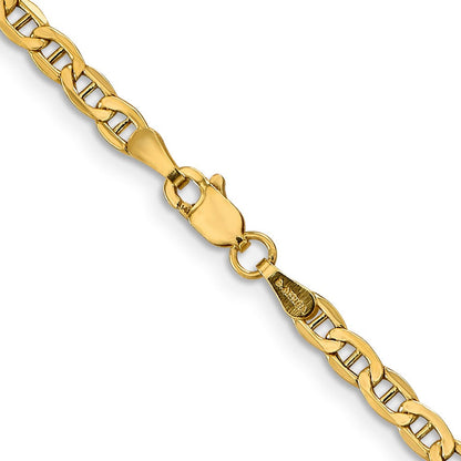 14K Gelbgold 3.2mm Halbmassiv Anker mit Karabinerverschluss Halskette