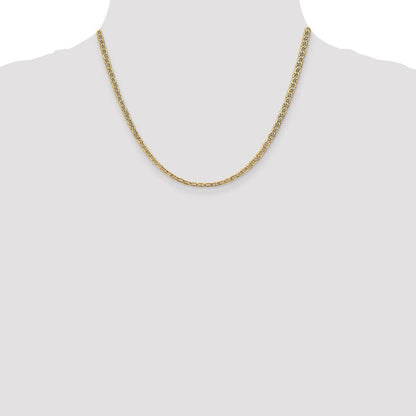 14K Gelbgold 3.2mm Halbmassiv Anker mit Karabinerverschluss Halskette