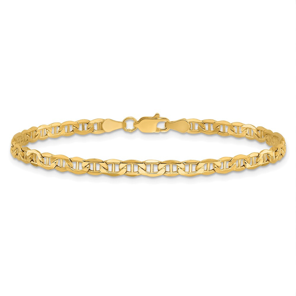 14K Gelbgold 3.2mm Halbmassiv Anker mit Karabinerverschluss Gliederarmband