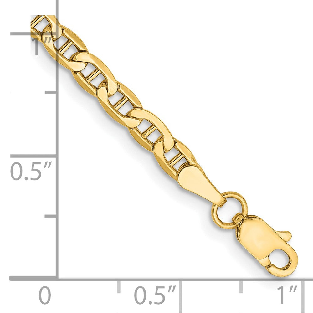 14K Gelbgold 3.2mm Halbmassiv Anker mit Karabinerverschluss Gliederarmband