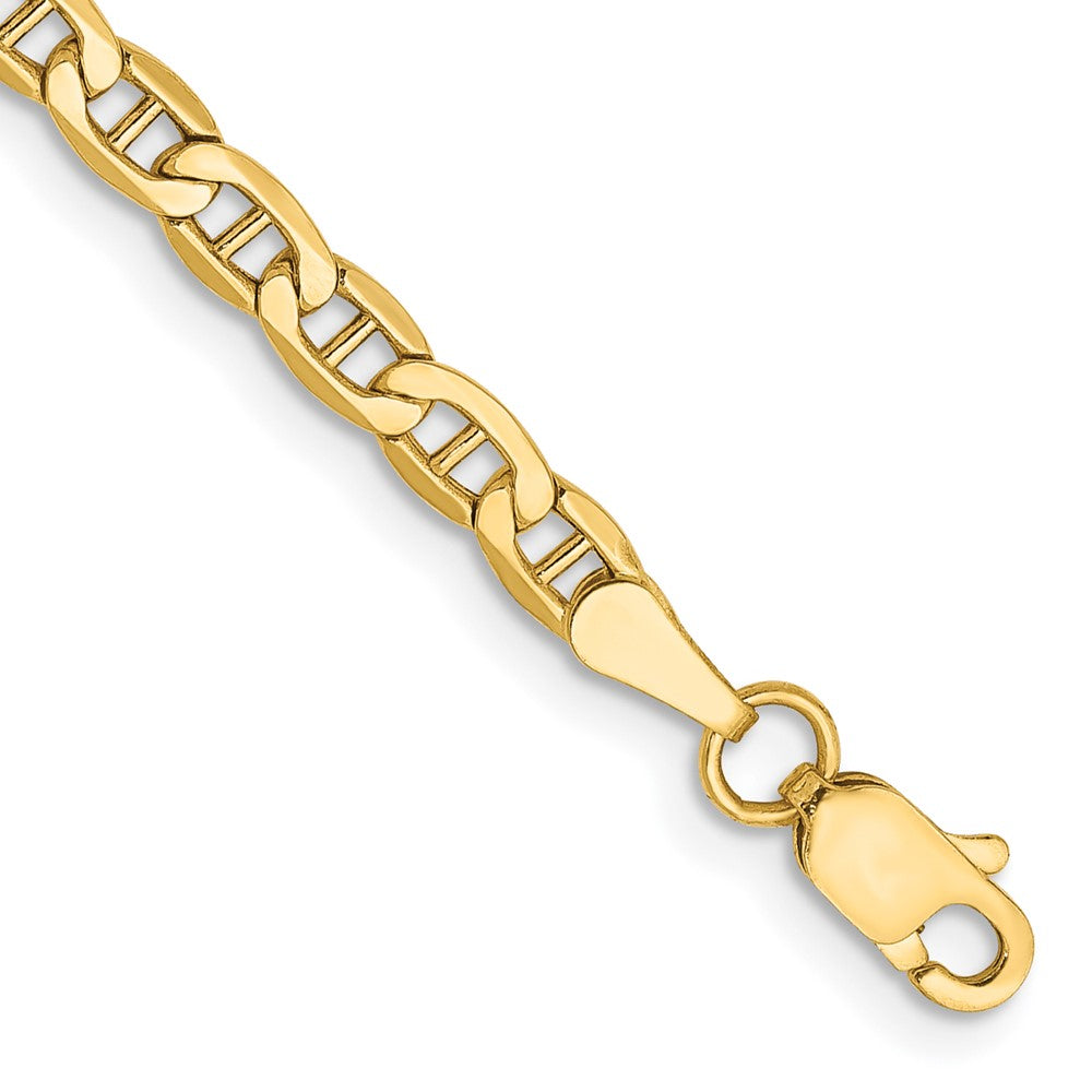 14K Gelbgold 3.2mm Halbmassiv Anker mit Karabinerverschluss Gliederarmband