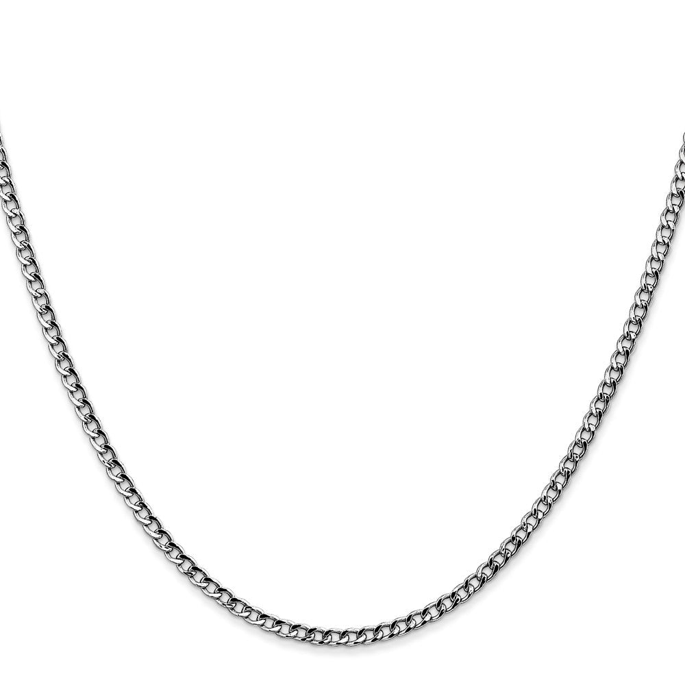 14K Weißgold 2.5mm Halbmassiv Panzer mit Karabinerverschluss Halskette
