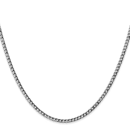 14K Weißgold 2.5mm Halbmassiv Panzer mit Karabinerverschluss Halskette
