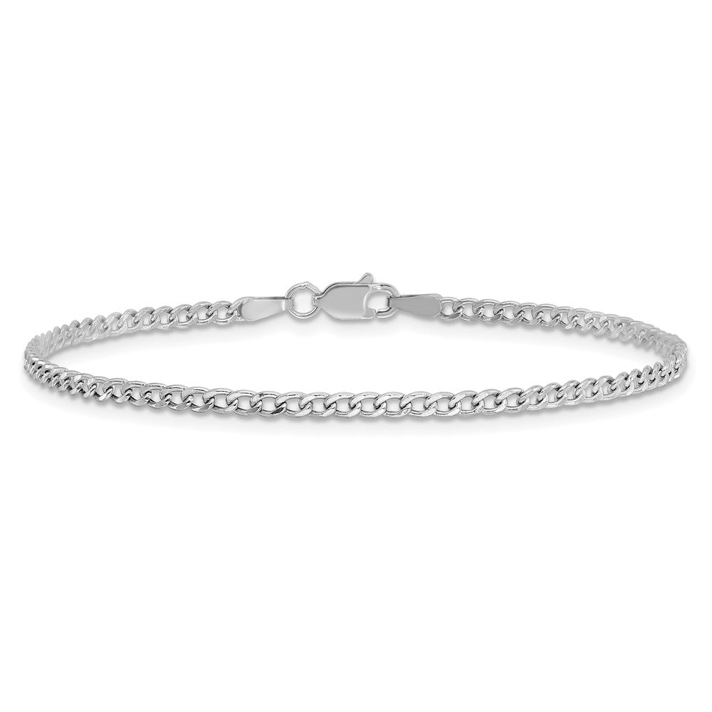 14K Weißgold 2.5mm Halbmassiv Panzer mit Karabinerverschluss Kette Fußkettchen