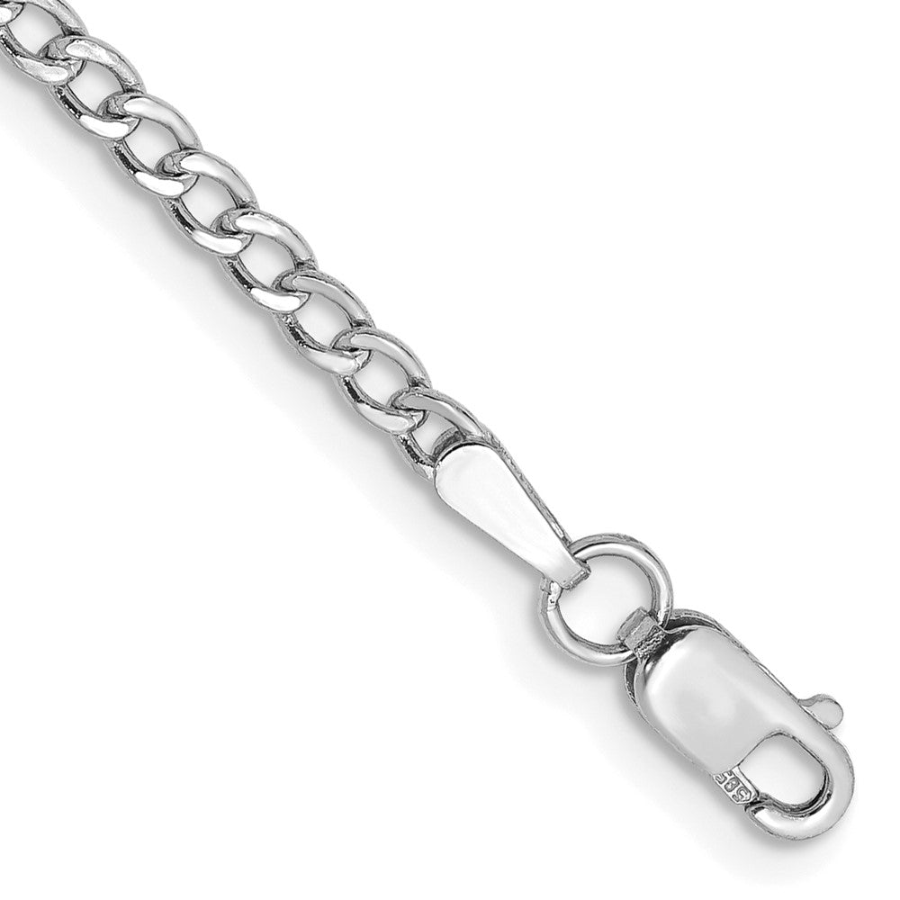 14K Weißgold 2.5mm Halbmassiv Panzer mit Karabinerverschluss Kette Fußkettchen