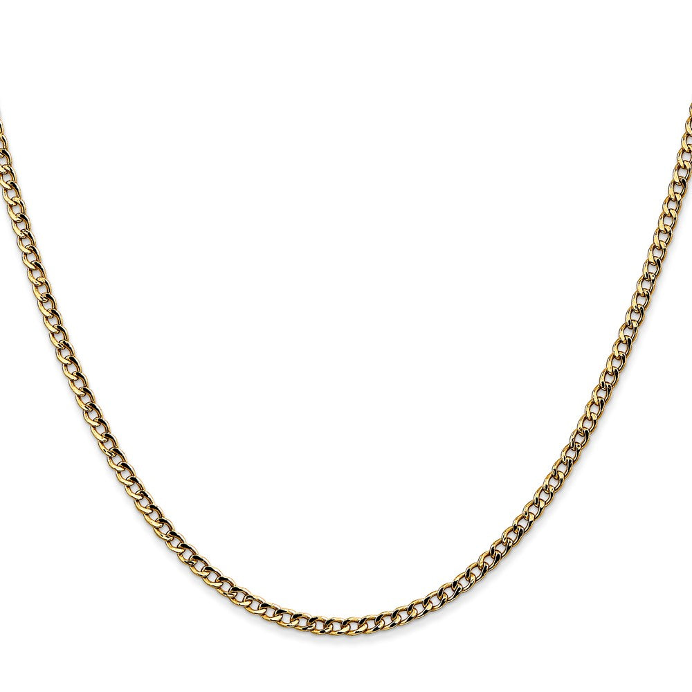 14K Gelbgold 2.5mm Halbmassiv Panzer mit Karabinerverschluss Halskette