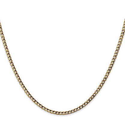 14K Gelbgold 2.5mm Halbmassiv Panzer mit Karabinerverschluss Halskette