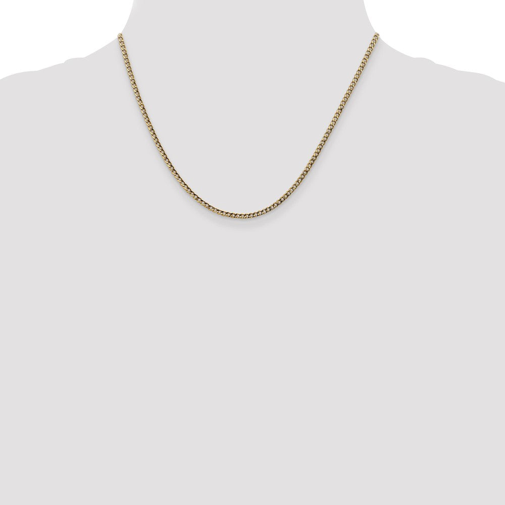 14K Gelbgold 2.5mm Halbmassiv Panzer mit Karabinerverschluss Halskette