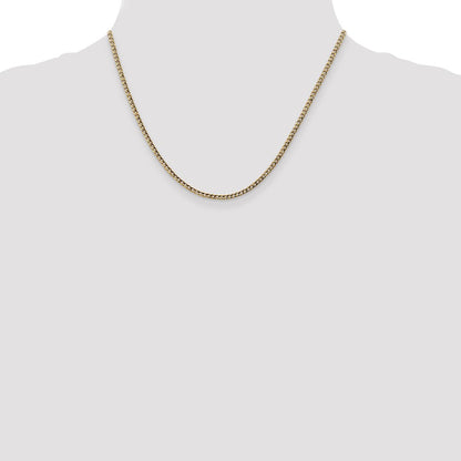 14K Gelbgold 2.5mm Halbmassiv Panzer mit Karabinerverschluss Halskette