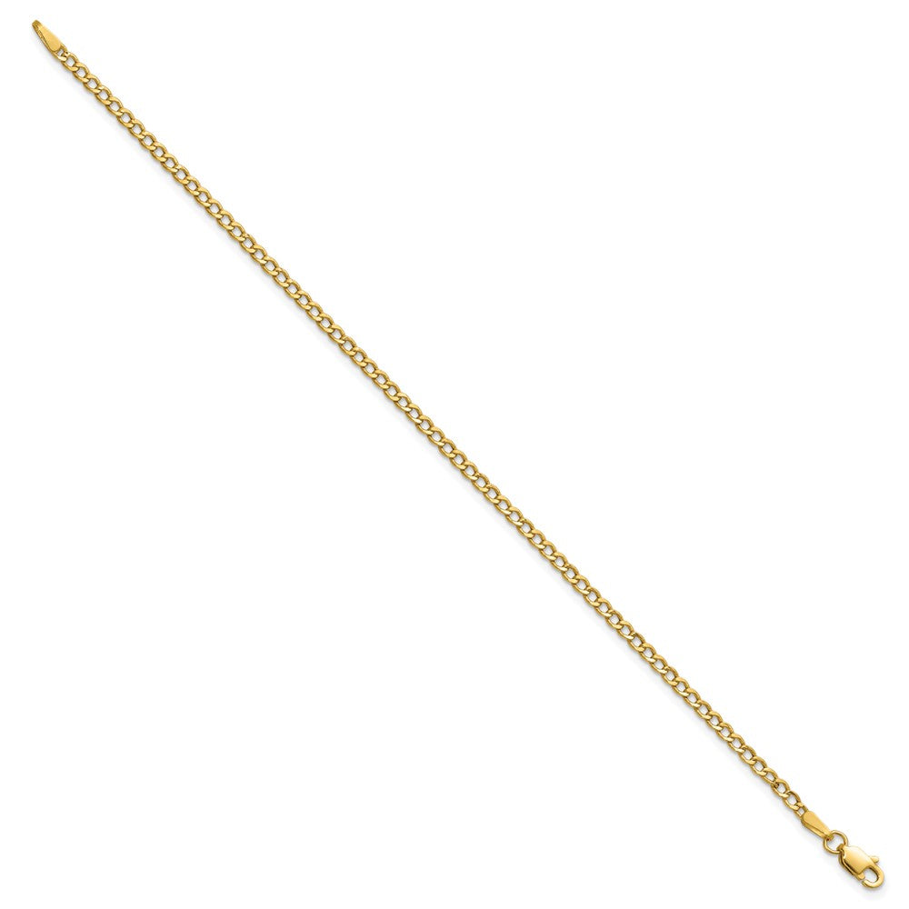 14K Gelbgold 2.5mm Halbmassiv Panzer mit Karabinerverschluss Gliederarmband