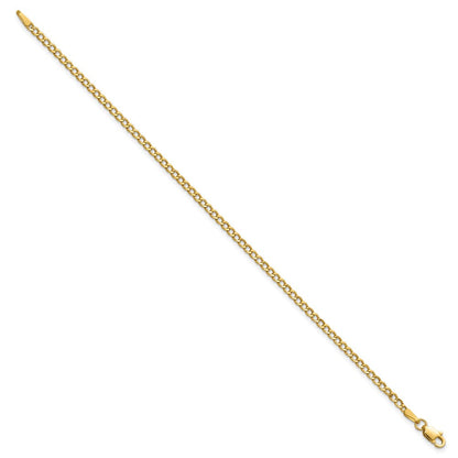 14K Gelbgold 2.5mm Halbmassiv Panzer mit Karabinerverschluss Gliederarmband