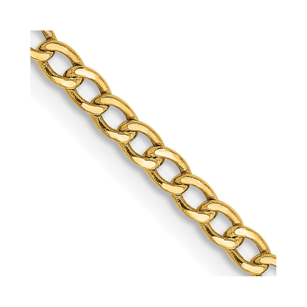 14K Gelbgold 2.5mm Halbmassiv Panzer mit Karabinerverschluss Halskette