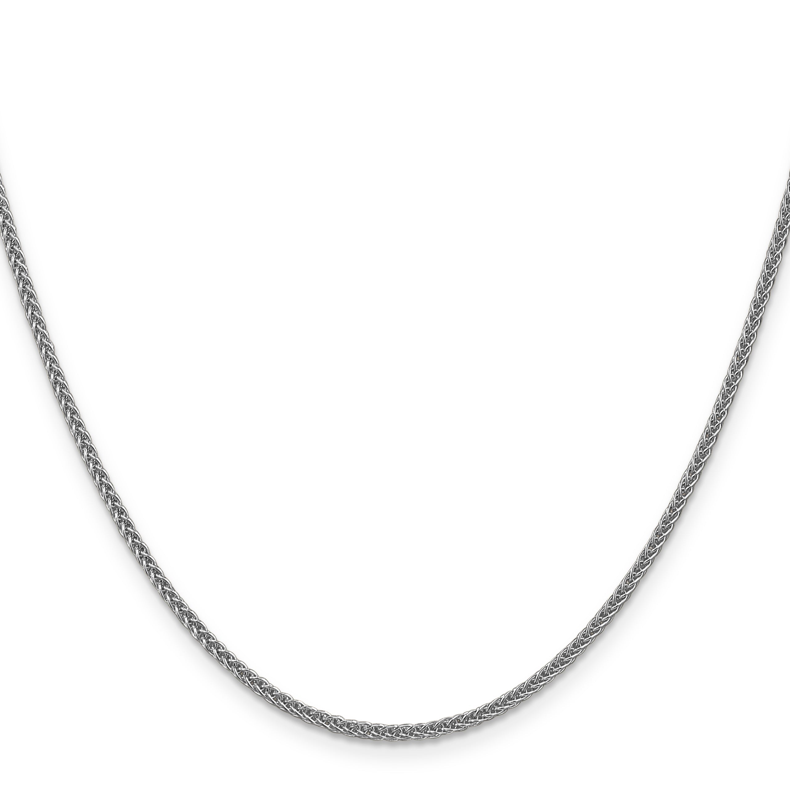 14K Weißgold 2mm Halbmassiv 3-wire Weizen mit Karabinerverschluss Halskette