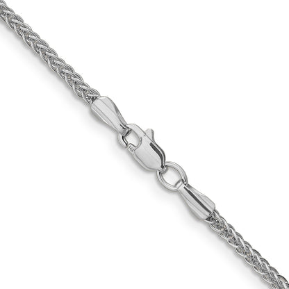 14K Weißgold 2mm Halbmassiv 3-wire Weizen mit Karabinerverschluss Halskette