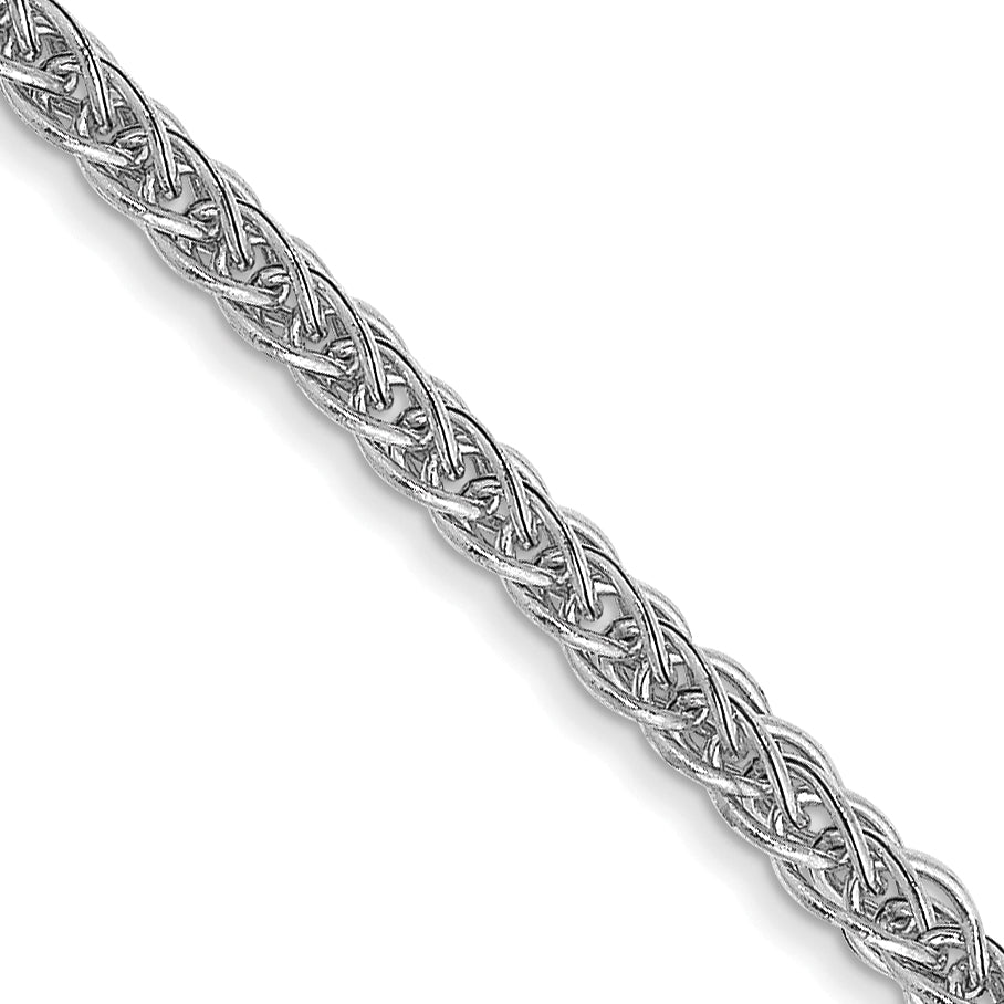 14K Weißgold 2mm Halbmassiv 3-wire Weizen mit Karabinerverschluss Halskette