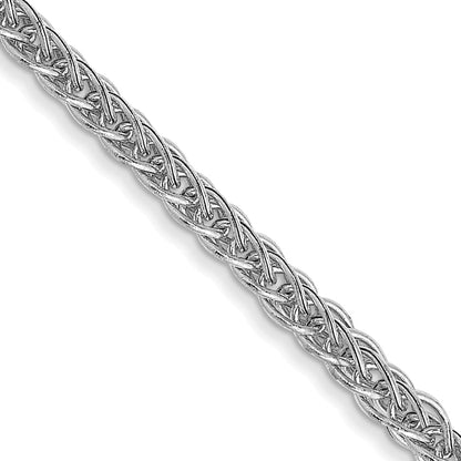 14K Weißgold 2mm Halbmassiv 3-wire Weizen mit Karabinerverschluss Halskette