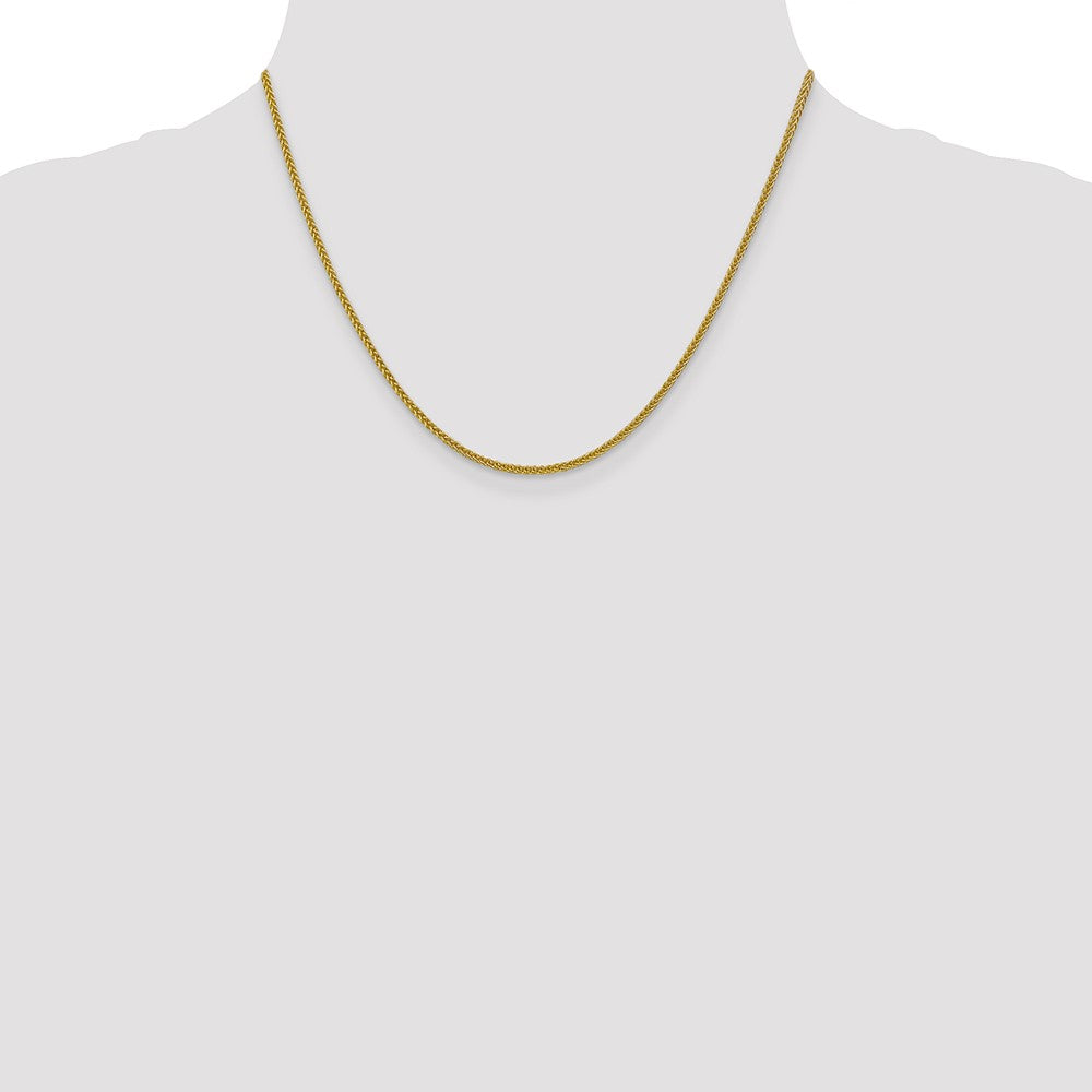 14K Gelbgold 2mm Halbmassiv 3-wire Weizen mit Karabinerverschluss Halskette