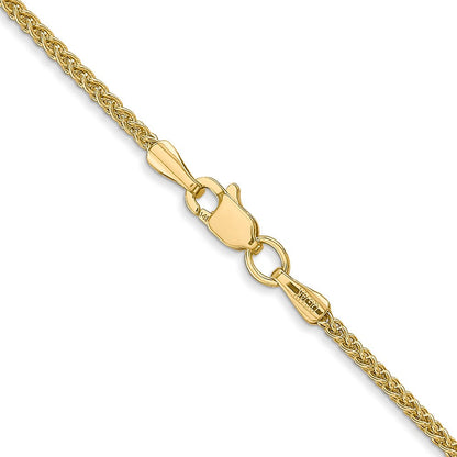 14K Gelbgold 1.55mm Halbmassiv Weizen mit Karabinerverschluss Halskette