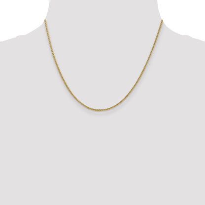 14K Gelbgold 1.55mm Halbmassiv Weizen mit Karabinerverschluss Halskette