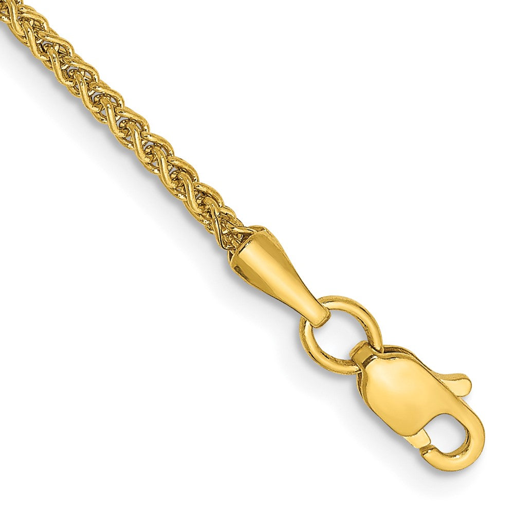 14K Gelbgold 1.55mm Halbmassiv Weizen mit Karabinerverschluss Kette Fußkettchen