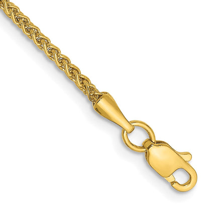 14K Gelbgold 1.55mm Halbmassiv Weizen mit Karabinerverschluss Kette Fußkettchen
