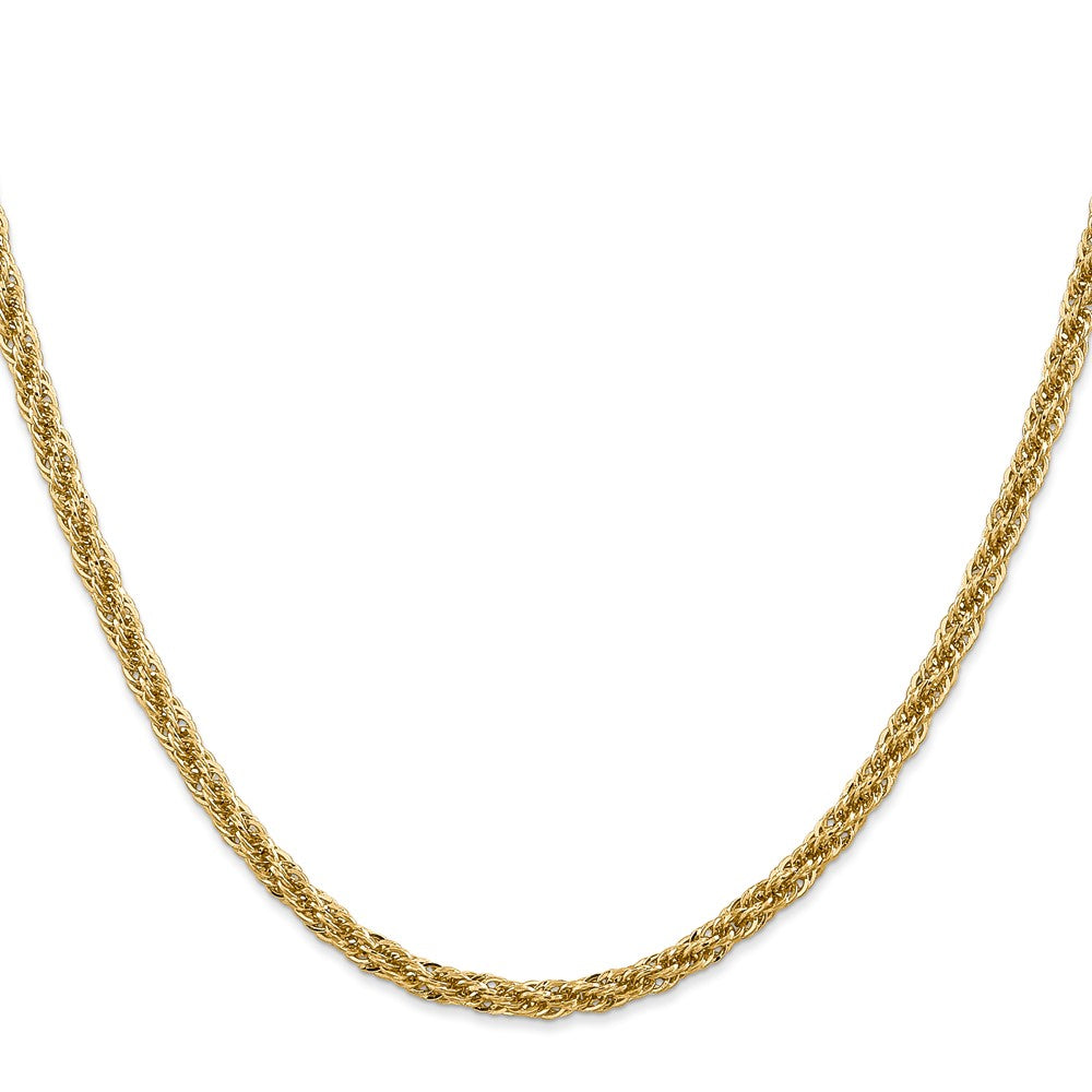 14K Gelbgold 3.3mm Diamantiert Halbmassiv mit Karabinerverschluss Halskette