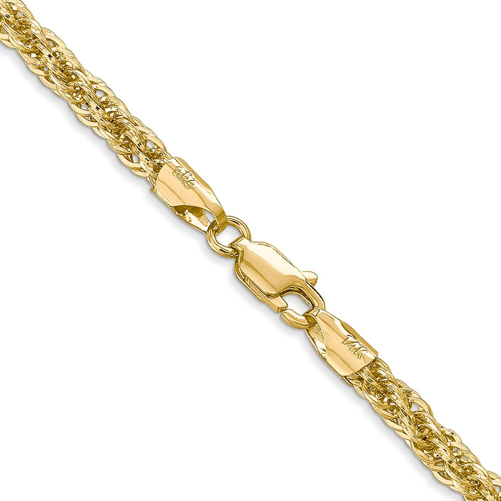 14K Gelbgold 3.3mm Diamantiert Halbmassiv mit Karabinerverschluss Halskette