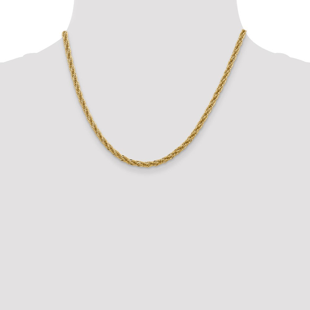 14K Gelbgold 3.3mm Diamantiert Halbmassiv mit Karabinerverschluss Halskette