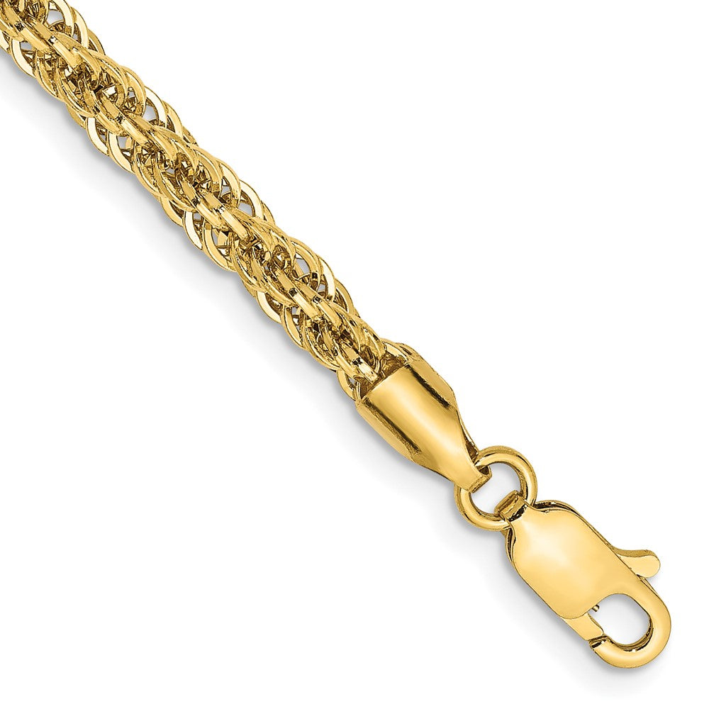 14K Gelbgold 3.3mm Diamantiert Halbmassiv mit Karabinerverschluss Gliederarmband