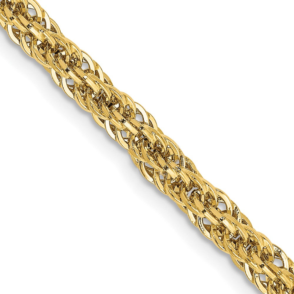14K Gelbgold 3.3mm Diamantiert Halbmassiv mit Karabinerverschluss Halskette