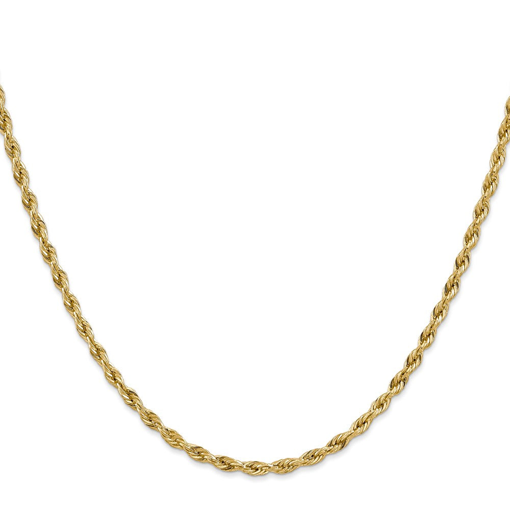 14K Gelbgold 3mm Halbmassiv Kordel mit Karabinerverschluss Halskette